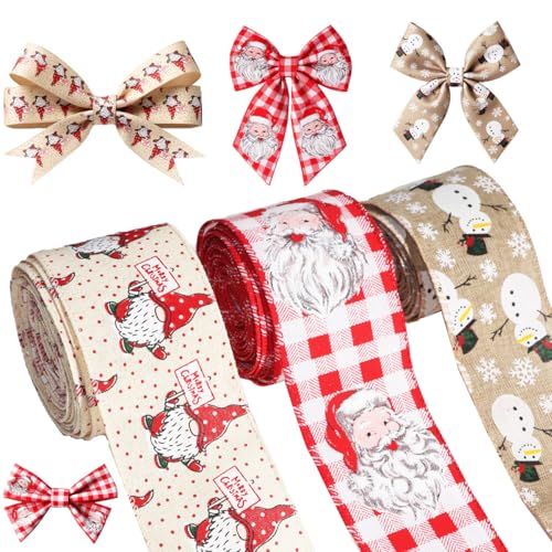 MAYCREATE® 3 Rolls Christmas Buffalo Plaid Ribbon Wired Edge MAYCREATE® 3 Rolls Christmas Buffalo Plaid Ribbon Wired Edge